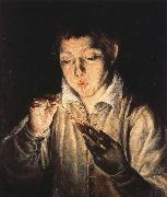 El Greco A Boy blowing on an Ember to light a candle China oil painting reproduction